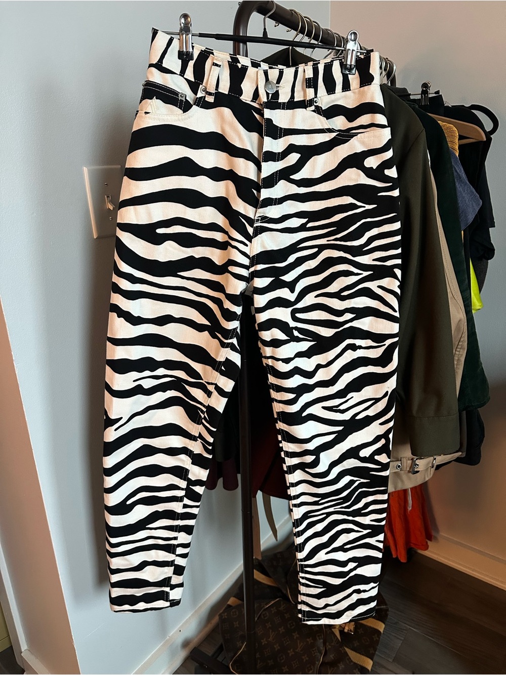 The Attico Zebra Print High-Waist Jeans
